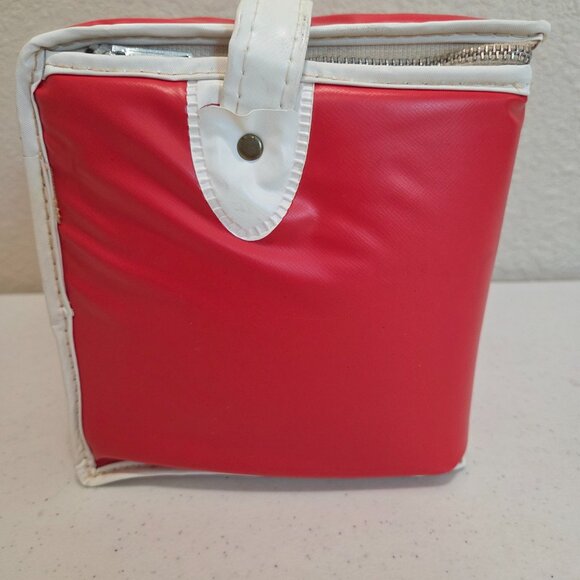 Coca Cola Vintage Lunch Bag Zippered Red Cooler Vinyl - Picture 7 of 14